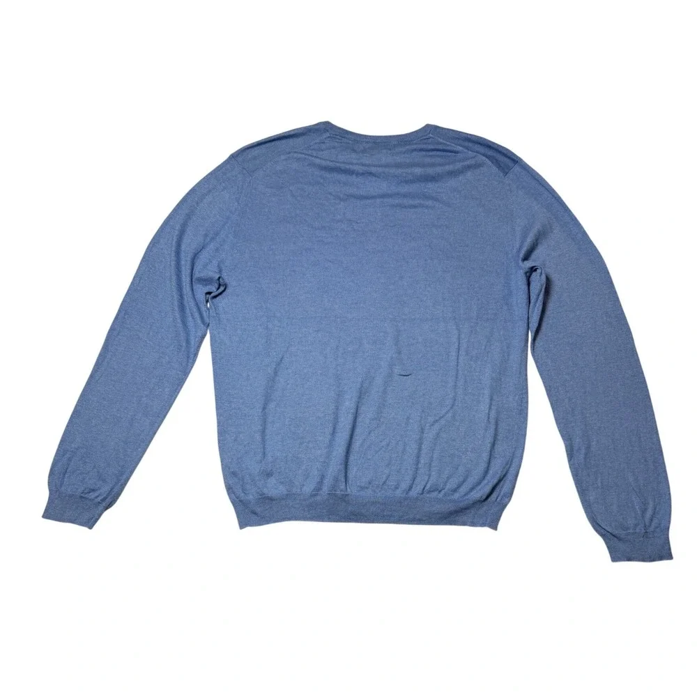 Banana Republic Mens Blue Silk Cotton Cashmere V-Neck Sweater Size L -04